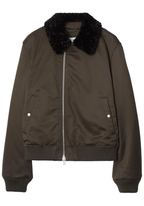 Burberry zipped shearling-collar bomber jacket - Brown