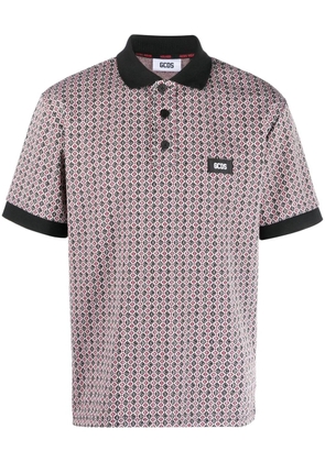 GCDS logo-patch jacquard polo shirt - Red