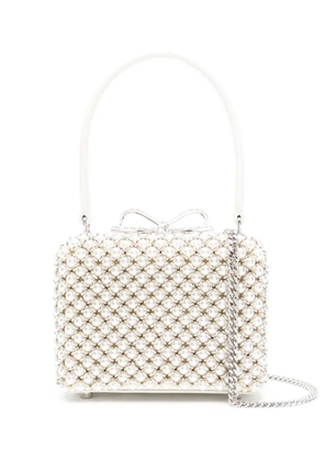 Self-Portrait mini pearl-embellishment tote bag - Neutrals