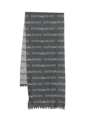 Emporio Armani logo-pattern scarf - Blue