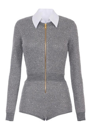 Elisabetta Franchi sequin-embellished knitted jumpsuit - Grey
