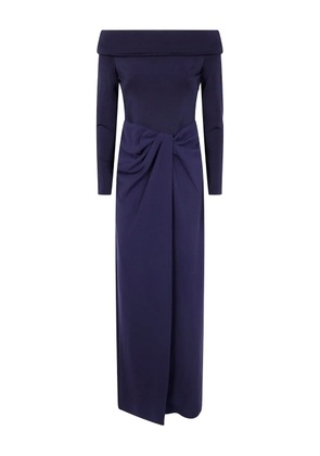 Lauren Ralph Lauren off-shoulder knot-detail dress - Blue