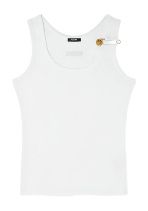 Versace Safety Pin ribbed tank top - White