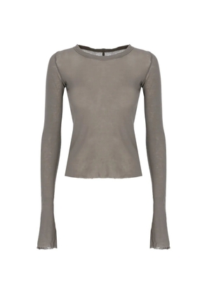 Rick Owens Temple Cropped Rib LS T raw-hem T-shirt - Grey