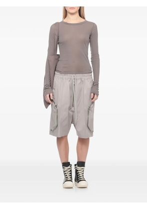 Rick Owens Temple Cropped Rib LS T raw-hem T-shirt - Grey