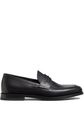 Zegna leather penny-slot loafers - Black