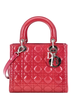 Christian Dior Pre-Owned Lady Dior Bag Cannage Quilt Patent Medium satchel - Pink