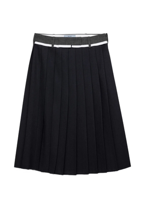 Prada pleated rush stitch midi skirt - Blue