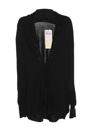 ELENA MIRO` tie-embellishment V-neck cardigan - Black