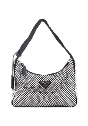 Prada Pre-Owned Re-Edition 2000 Crystal Embellished Satin Mini hobo bag - Black