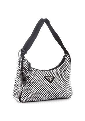 Prada Pre-Owned Re-Edition 2000 Crystal Embellished Satin Mini hobo bag - Black