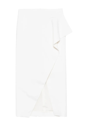 KHAITE Jaia ruffled split midi skirt - Neutrals