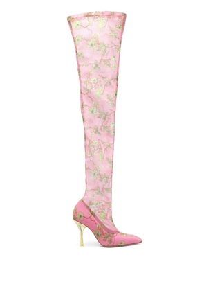Off-White 100mm thigh-high mesh boots - Pink