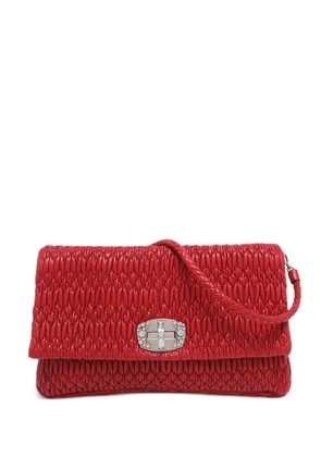 Miu Miu Pre-Owned Matelassé crystal-embellished shoulder bag - Red