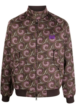 Needles graphic-pattern funnel neck jacket - Brown
