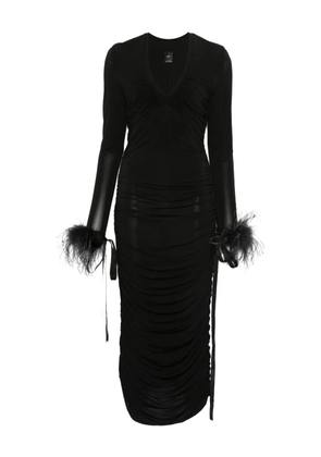 PINKO feather-trim midi dress - Black