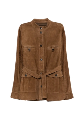 Yves Salomon belted leather jacket - Brown