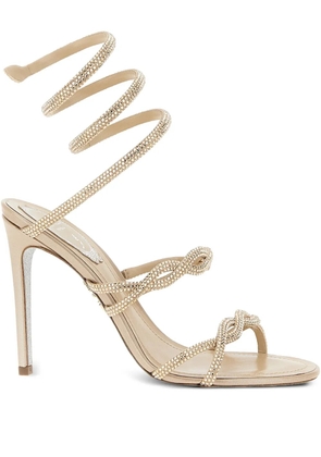 René Caovilla 105mm Braid Cleo rhinestone-embellished spiral-wrap sandals - Neutrals