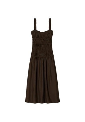 Tory Burch shirred A-line midi dress - Brown