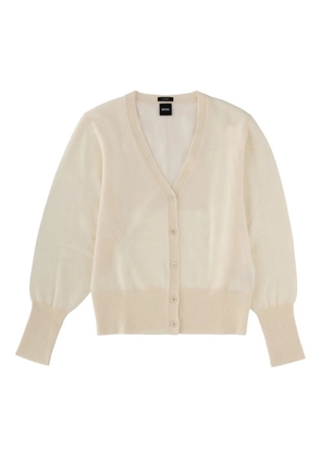 BOSS button v-neck cardigan - White