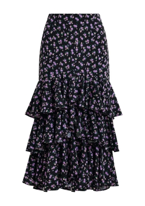 Essentiel Antwerp floral-print tiered ruffle skirt - Black