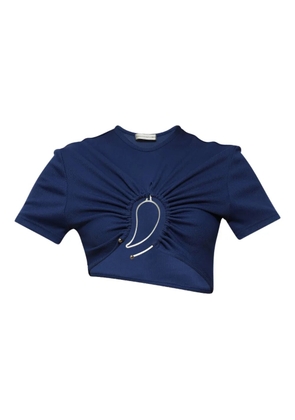 Christopher Esber ruched ring-detail top - Blue