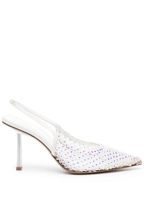 Le Silla Gilda 80mm crystal-embellished pumps - White