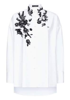 Dolce & Gabbana floral-lace long-sleeve shirt - White