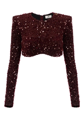 Elisabetta Franchi sequin-embellished long-sleeve blouse - Red