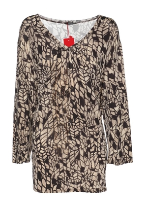 ELENA MIRO` V-neck print top - Neutrals