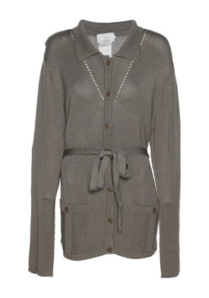Marina Rinaldi ribbed button-front cardigan - Grey