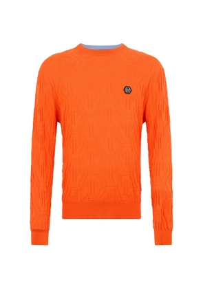 Philipp Plein jacquard round-neck monogram knitwear - Orange