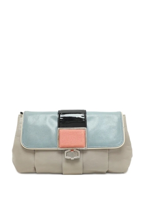 Balenciaga Pre-Owned colour-block leather clutch bag - Neutrals