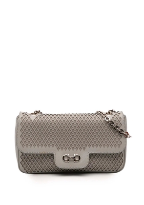 Ferragamo Pre-Owned 2010-2026 Perforated Leather Gancini Luciana Chain Flap shoulder bag - Grey