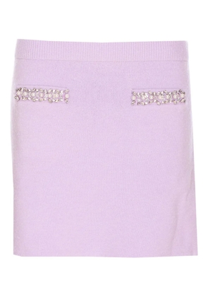 Self-Portrait rhinestone-embellished knit skirt - Purple
