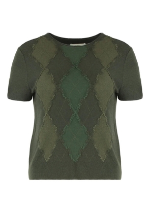 Vince diamond-pattern short-sleeve top - Green