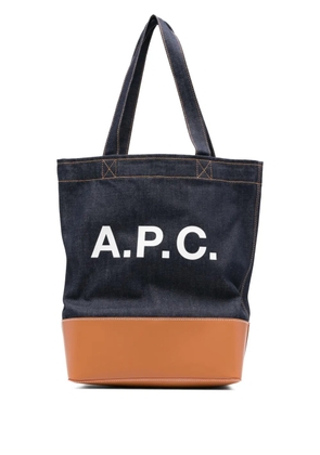 A.P.C. medium logo-detail denim tote bag - Blue