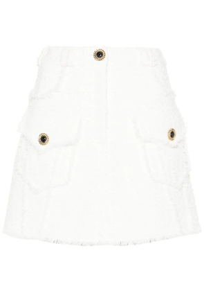 Balmain A-line tweed miniskirt - White
