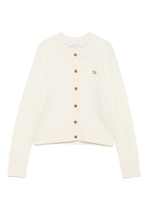 Maison Kitsuné fox-embroidered lambswool cardigan - Neutrals