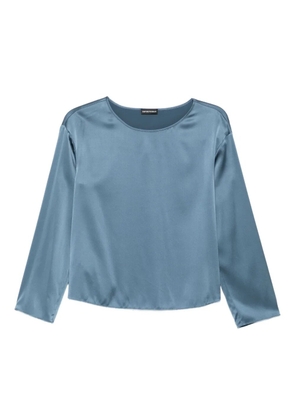 Emporio Armani satin three-quarter sleeve top - Blue