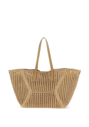 Brunello Cucinelli large woven raffia tote bag - Neutrals