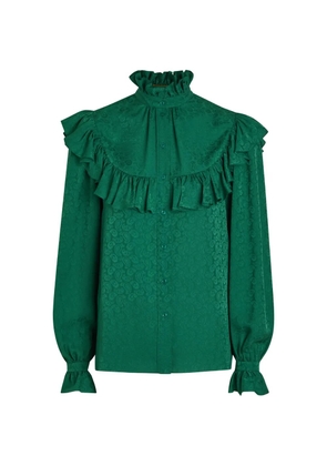 Saint Laurent ruffled paisley shirt - Green