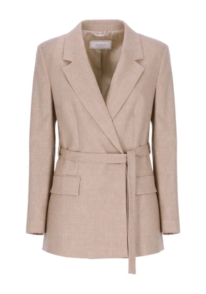 Peserico mélange-effect belted blazer - Neutrals