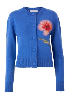 Carolina Herrera floral-embroidered cardigan - Blue