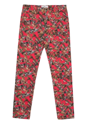 Vivienne Westwood Orb-logo-print twill trousers - Red