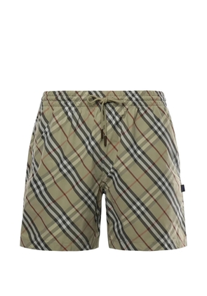 Burberry check-pattern drawstring swim shorts - Green