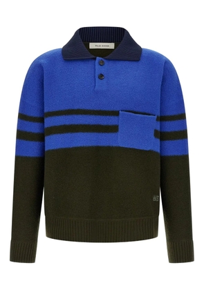 Wales Bonner Calm stripe-panel polo shirt - Black