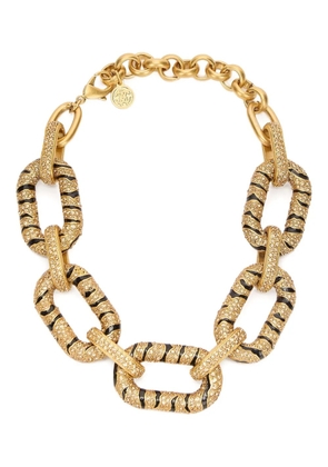 Roberto Cavalli crystal-embellished tiger-stripe necklace - Gold