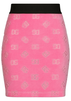 Dolce & Gabbana DG-logo flocked miniskirt - Pink