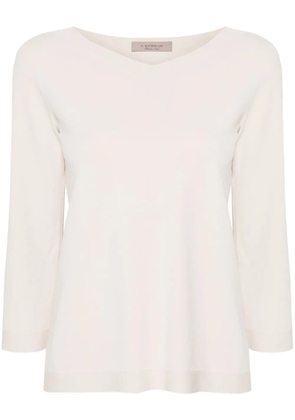 D.Exterior V-neck compact-knit jumper - Neutrals